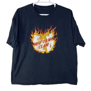 WU-TANG Clan Men's 3XL T Shirt Logo Flame Fire Black‎ Short Sleeve Rap Hip Hop